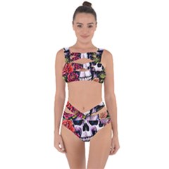 Sugar Skull With Flowers - Day Of The Dead Bandaged Up Bikini Set  by GardenOfOphir