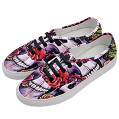 Sugar Skull With Flowers - Day Of The Dead Women s Classic Low Top Sneakers by GardenOfOphir