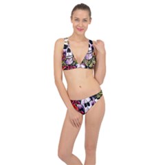 Sugar Skull With Flowers - Day Of The Dead Classic Banded Bikini Set  by GardenOfOphir