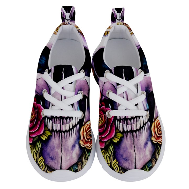 Sugar Skull With Flowers - Day Of The Dead Running Shoes