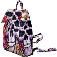 Sugar Skull With Flowers - Day Of The Dead Buckle Everyday Backpack by GardenOfOphir