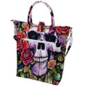 Sugar Skull With Flowers - Day Of The Dead Buckle Top Tote Bag View2