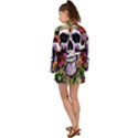 Sugar Skull With Flowers - Day Of The Dead Long Sleeve Kimono View2