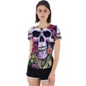 Sugar Skull With Flowers - Day Of The Dead Back Cut Out Sport Tee View1