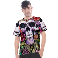 Sugar Skull With Flowers - Day Of The Dead Men s Sport Top by GardenOfOphir