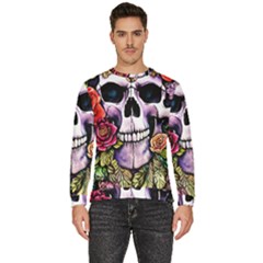 Sugar Skull With Flowers - Day Of The Dead Men s Fleece Sweatshirt