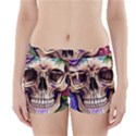 Retro Gothic Skull With Flowers - Cute And Creepy Boyleg Bikini Wrap Bottoms View1