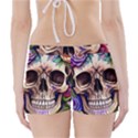 Retro Gothic Skull With Flowers - Cute And Creepy Boyleg Bikini Wrap Bottoms View2