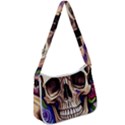 Retro Gothic Skull With Flowers - Cute And Creepy Zip Up Shoulder Bag View1