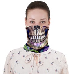 Retro Gothic Skull With Flowers - Cute And Creepy Face Covering Bandana (adult) by GardenOfOphir