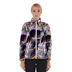 Cute Sugar Skull With Flowers - Day Of The Dead Women s Bomber Jacket