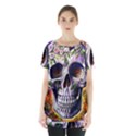 Cute Sugar Skull With Flowers - Day Of The Dead Skirt Hem Sports Top View1