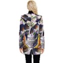 Cute Sugar Skull With Flowers - Day Of The Dead Button Up Hooded Coat  View2