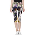 Cute Sugar Skull With Flowers - Day Of The Dead Inside Out Lightweight Velour Capri Leggings  View1