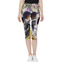 Cute Sugar Skull With Flowers - Day Of The Dead Inside Out Lightweight Velour Capri Leggings  View3