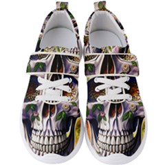 Cute Sugar Skull With Flowers - Day Of The Dead Men s Velcro Strap Shoes by GardenOfOphir