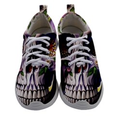 Cute Sugar Skull With Flowers - Day Of The Dead Women Athletic Shoes by GardenOfOphir