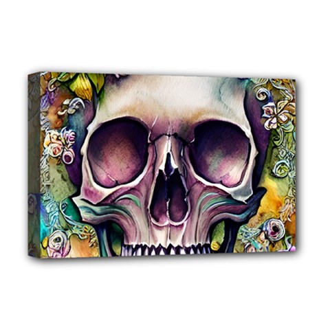 Skull And Bones Retro Deluxe Canvas 18  X 12  (stretched) by GardenOfOphir