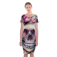 Skull And Bones Retro Classic Short Sleeve Midi Dress by GardenOfOphir