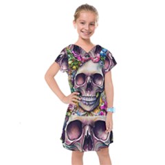 Skull And Bones Retro Kids  Drop Waist Dress by GardenOfOphir