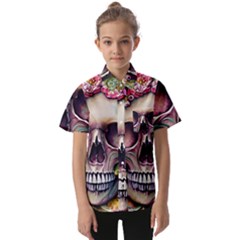 Skull And Bones Retro Kids  Short Sleeve Shirt by GardenOfOphir