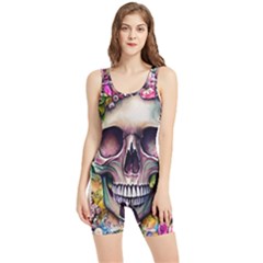 Skull And Bones Retro Women s Wrestling Singlet by GardenOfOphir