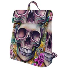 Skull And Bones Retro Flap Top Backpack