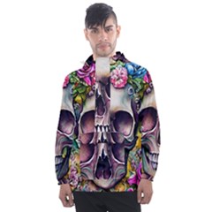 Skull And Bones Retro Men s Front Pocket Pullover Windbreaker