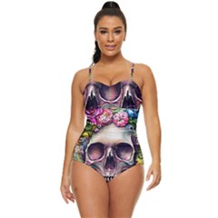 Skull And Bones Retro Retro Full Coverage Swimsuit by GardenOfOphir