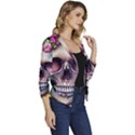 Skull And Bones Retro Women s Casual 3/4 Sleeve Spring Jacket View3