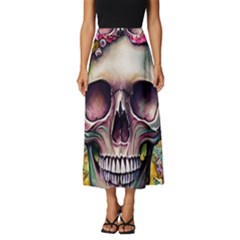 Skull And Bones Retro Classic Midi Chiffon Skirt