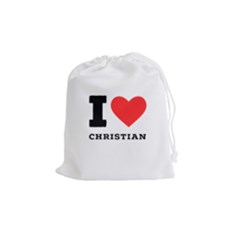 I Love Christian Drawstring Pouch (medium) by ilovewhateva