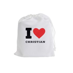 I Love Christian Drawstring Pouch (large) by ilovewhateva