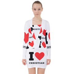 I Love Christian V-neck Bodycon Long Sleeve Dress by ilovewhateva