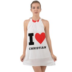 I Love Christian Halter Tie Back Chiffon Dress by ilovewhateva