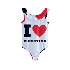 I Love Christian Kids  Frill Swimsuit by ilovewhateva