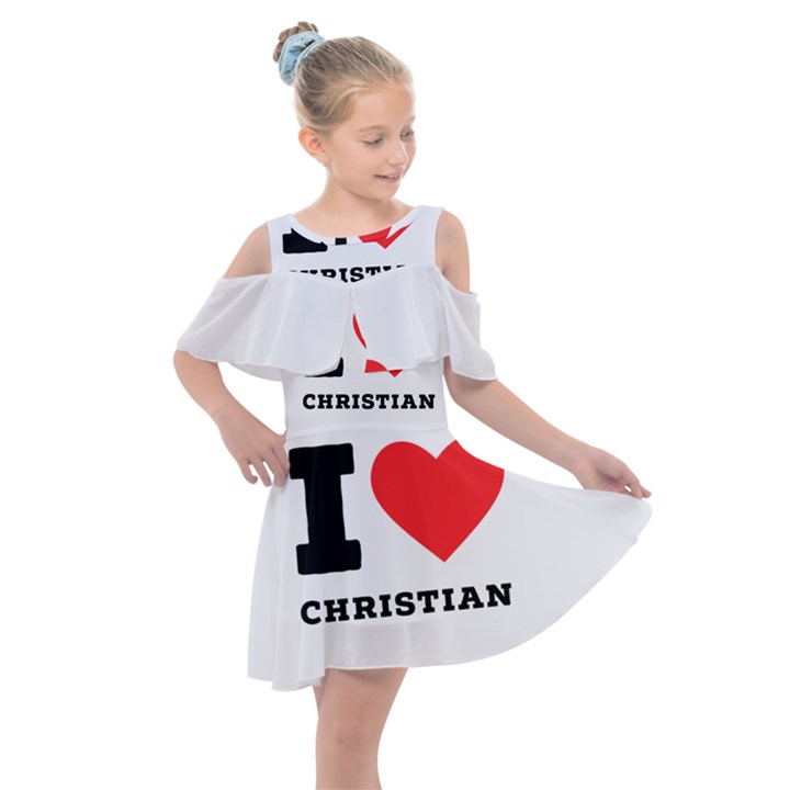 I love christian Kids  Shoulder Cutout Chiffon Dress