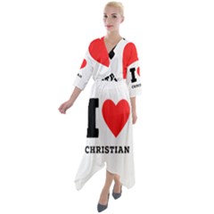 I Love Christian Quarter Sleeve Wrap Front Maxi Dress by ilovewhateva