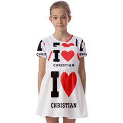 I Love Christian Kids  Short Sleeve Pinafore Style Dress by ilovewhateva