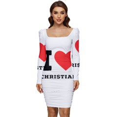 I Love Christian Women Long Sleeve Ruched Stretch Jersey Dress by ilovewhateva