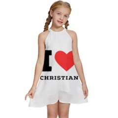 I Love Christian Kids  Halter Collar Waist Tie Chiffon Dress by ilovewhateva