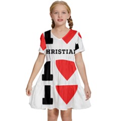 I Love Christian Kids  Short Sleeve Tiered Mini Dress by ilovewhateva