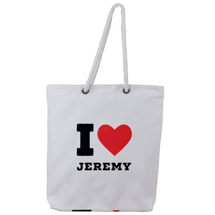 I love Jeremy  Full Print Rope Handle Tote (Large)