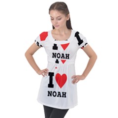 I Love Noah Puff Sleeve Tunic Top by ilovewhateva