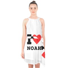 I Love Noah Halter Collar Waist Tie Chiffon Dress by ilovewhateva