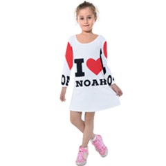 I Love Noah Kids  Long Sleeve Velvet Dress by ilovewhateva