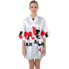 I Love Noah Half Sleeve Satin Kimono  by ilovewhateva