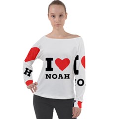 I Love Noah Off Shoulder Long Sleeve Velour Top by ilovewhateva