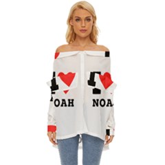 I Love Noah Off Shoulder Chiffon Pocket Shirt by ilovewhateva