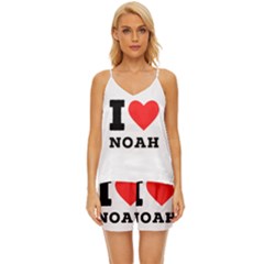 I Love Noah V-neck Satin Pajamas Set by ilovewhateva